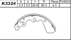 Jeu de mâchoires de frein ASIMCO K3324
