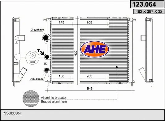 Radiateur, refroidissement du moteur AHE 123.064