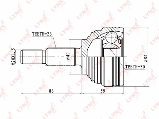 Jeu de joints, arbre de transmission LYNXAUTO CO-6326
