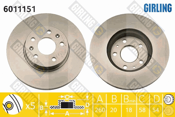 Disque de frein GIRLING 6011151