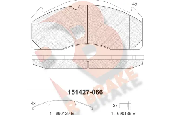 Kit de plaquettes de frein, frein à disque R BRAKE RB1427