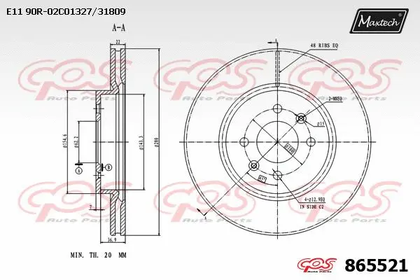 Disque de frein MAXTECH 865521