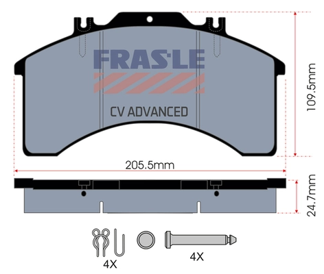 Kit de plaquettes de frein, frein à disque FRAS-LE PD/156-K005-CV