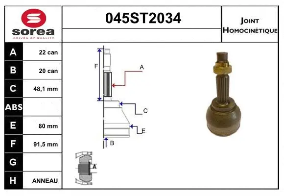 Jeu de joints, arbre de transmission STARTCAR 045ST2034
