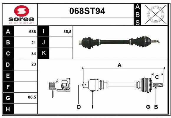 Arbre de transmission STARTCAR 068ST94