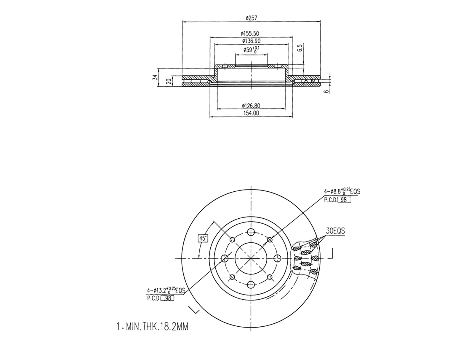 Disque de frein A.Z. Meisterteile AZMT-44-024-1462