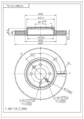 Disque de frein FI.BA FBD141
