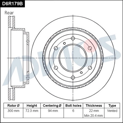 Disque de frein ADVICS D6R179B