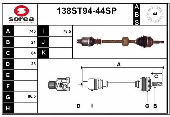 Arbre de transmission STARTCAR 138ST94-44SP