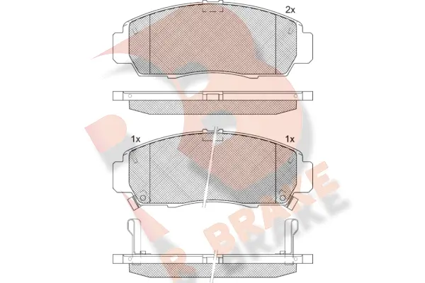 Kit de plaquettes de frein, frein à disque R BRAKE RB1543-203