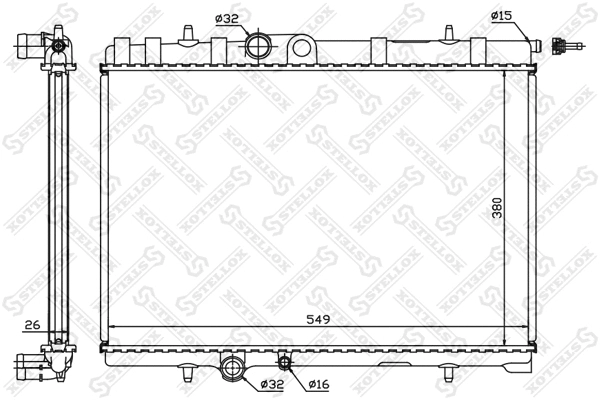 Radiateur, refroidissement du moteur STELLOX 10-25064-SX