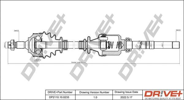 Arbre de transmission Dr!ve+ DP2110.10.0233