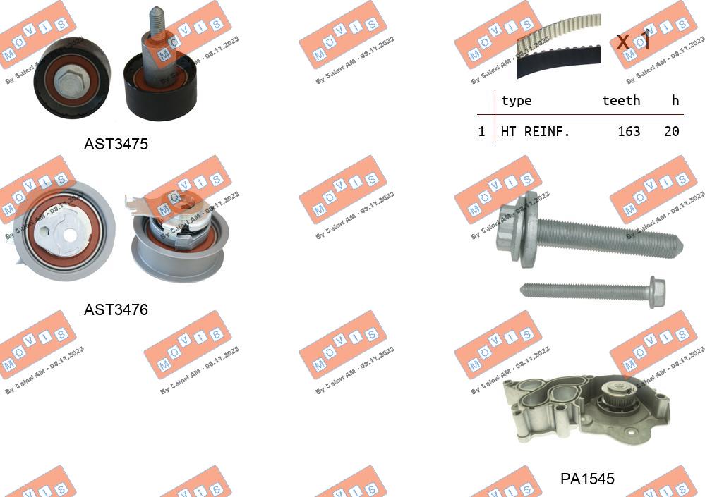 Pompe à eau + kit de courroie crantée MOVIS ASTK1174PA2