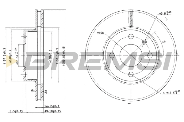 Disque de frein BREMSI CD6209V