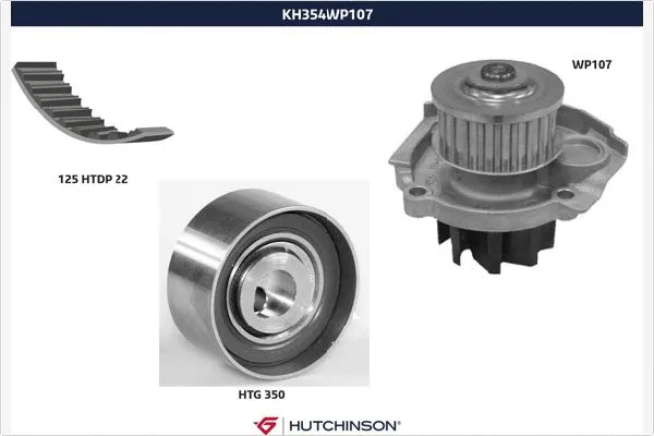 Pompe à eau + kit de courroie crantée HUTCHINSON KH 354WP107