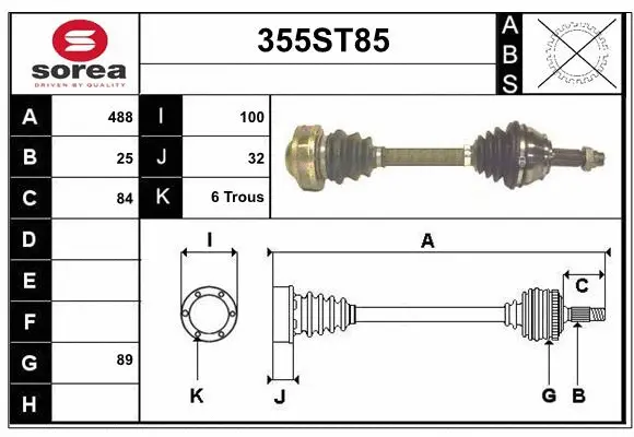 Arbre de transmission STARTCAR 355ST85
