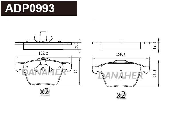 Kit de plaquettes de frein, frein à disque DANAHER ADP0993