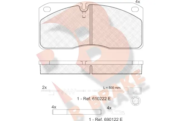 Kit de plaquettes de frein, frein à disque R BRAKE RB1078-110