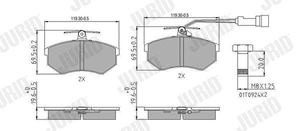 Kit de plaquettes de frein, frein à disque JURID 571356J