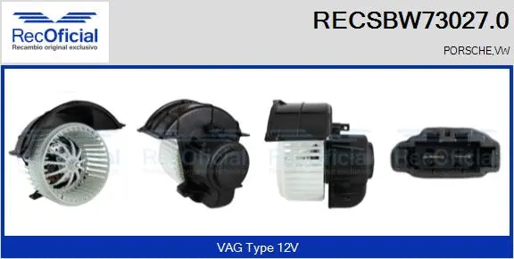 Pulseur d'air habitacle RECOFICIAL RECSBW73027.0