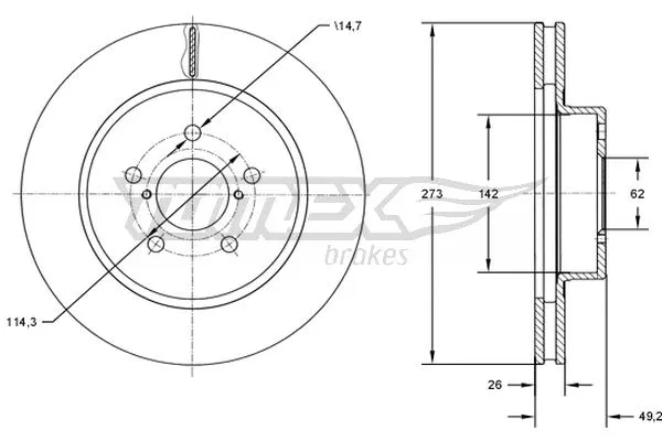 Disque de frein TOMEX Brakes TX 73-12