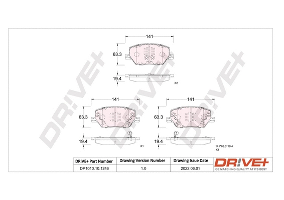 Kit de plaquettes de frein, frein à disque Dr!ve+ DP1010.10.1246