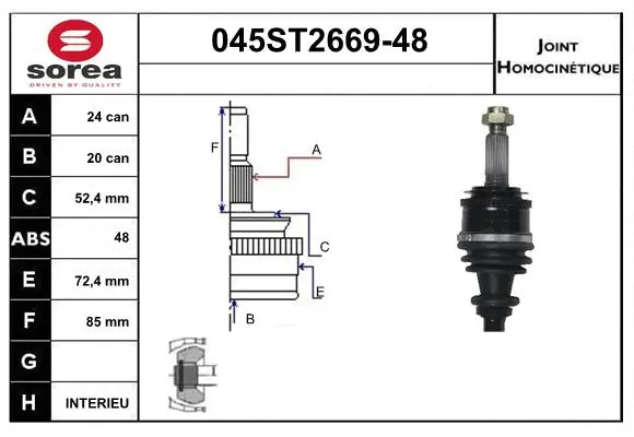 Jeu de joints, arbre de transmission STARTCAR 045ST2669-48