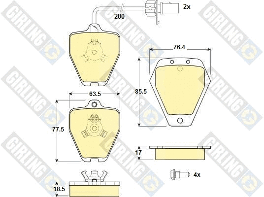 Kit de plaquettes de frein, frein à disque GIRLING 6114511