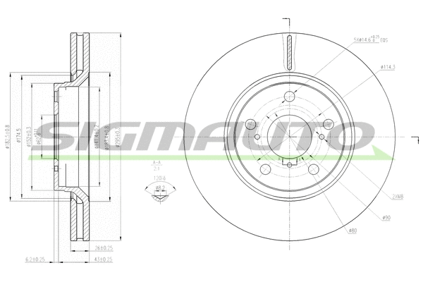 Disque de frein SIGMAUTO DBB756V