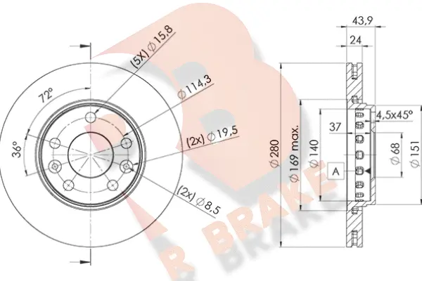 Disque de frein R BRAKE 78RBD24022