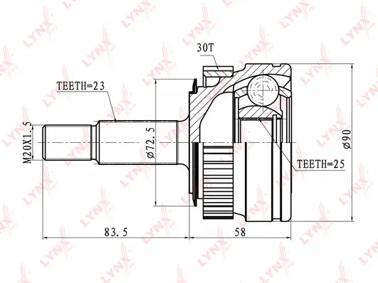 Jeu de joints, arbre de transmission LYNXAUTO CO-6319A