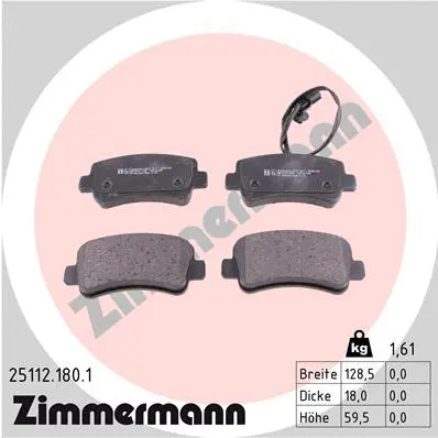 Kit de plaquettes de frein, frein à disque ZIMMERMANN 25112.180.1