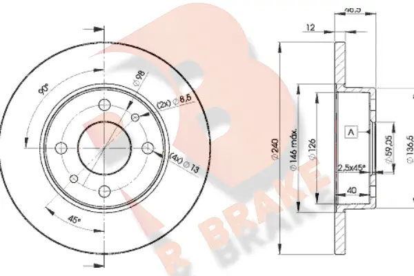 Disque de frein R BRAKE 78RBD21815