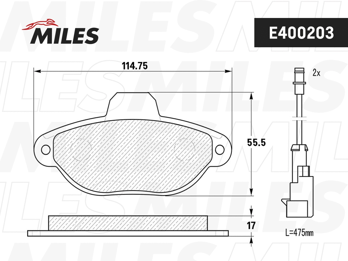 Kit de plaquettes de frein, frein à disque MILES E400203