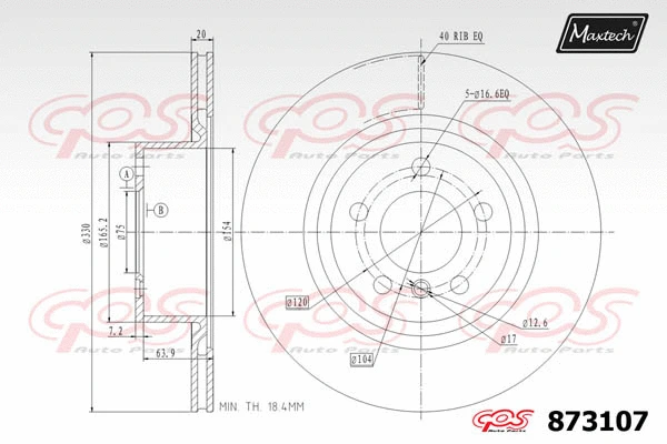 Disque de frein MAXTECH 873107