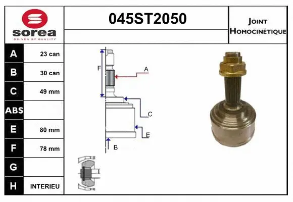 Jeu de joints, arbre de transmission STARTCAR 045ST2050