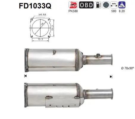 Filtre à particules / à suie, échappement AS FD1033Q