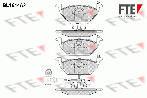 Kit de plaquettes de frein, frein à disque FTE 9010250