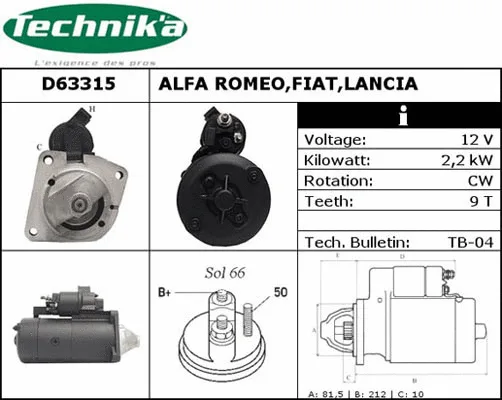 Démarreur Technika D63315