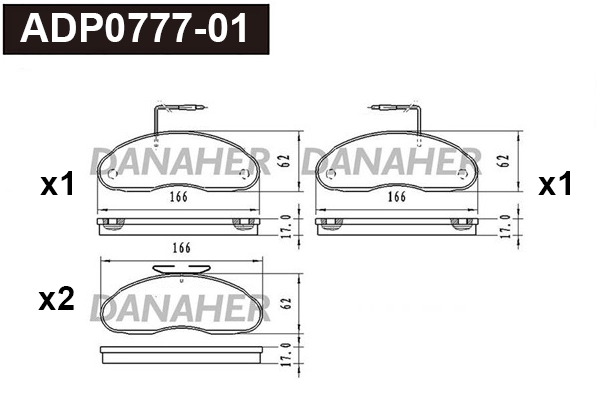 Kit de plaquettes de frein, frein à disque DANAHER ADP0777-01