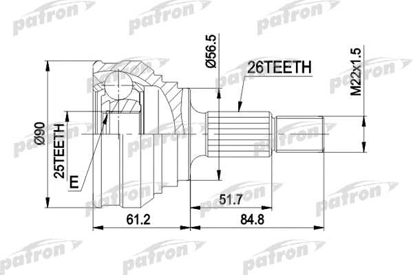 Jeu de joints, arbre de transmission PATRON PCV1025