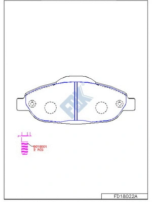 Kit de plaquettes de frein, frein à disque FBK FD18022A