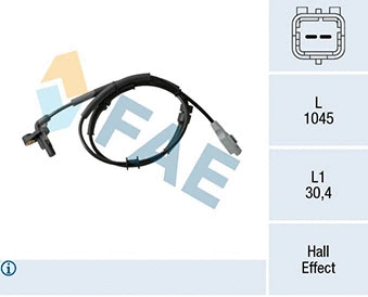 Capteur, vitesse de roue FAE 78326