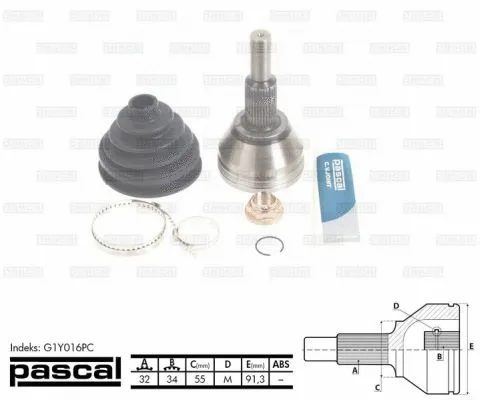 Jeu de joints, arbre de transmission PASCAL G1Y016PC