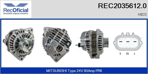 Alternateur RECOFICIAL REC2035612.0