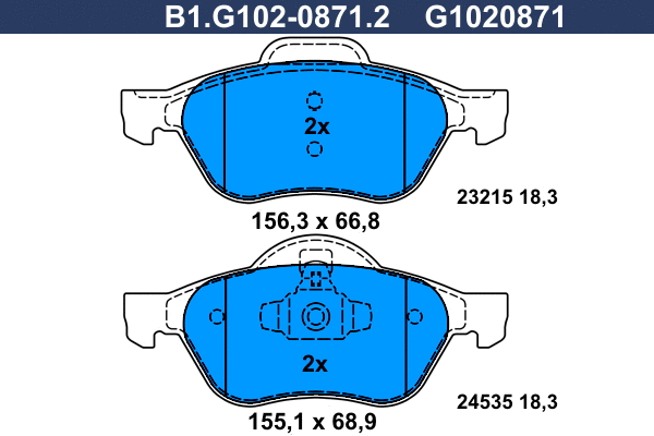 Kit de plaquettes de frein, frein à disque GALFER B1.G102-0871.2