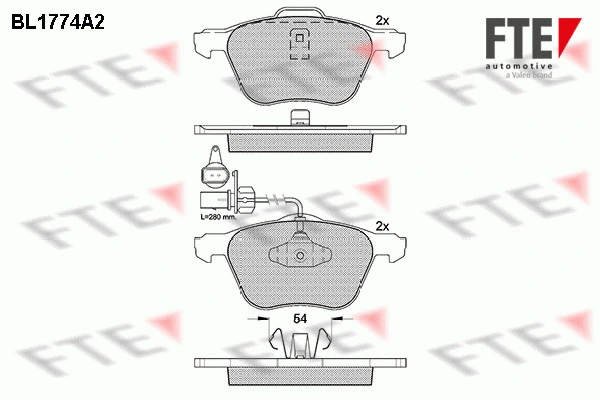 Kit de plaquettes de frein, frein à disque FTE 9010344