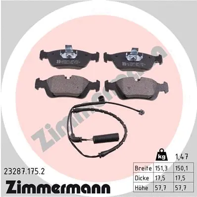 Kit de plaquettes de frein, frein à disque ZIMMERMANN 23287.175.2