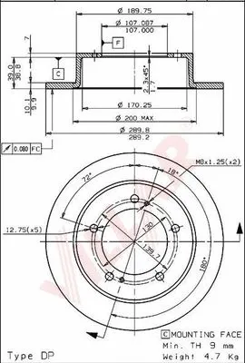 Disque de frein VILLAR 628.1098