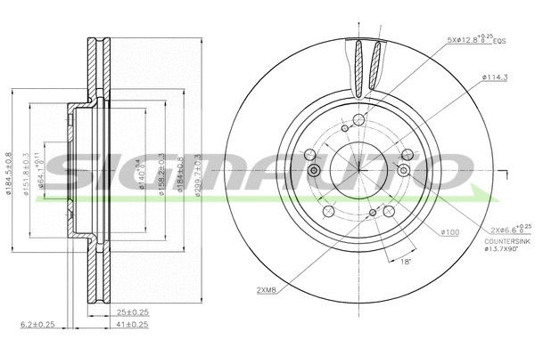 Disque de frein SIGMAUTO DBB424V
